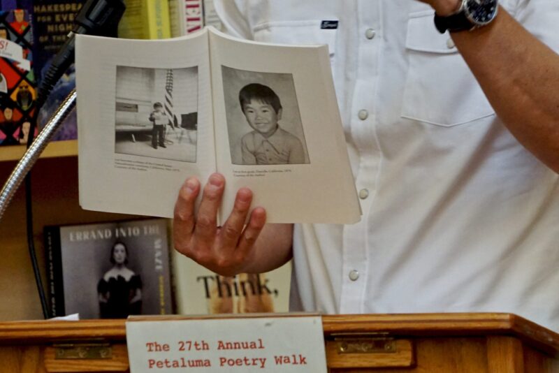 Lee Herrick, Poet Laureate of California reads. Photo by Jimmy Johnson.