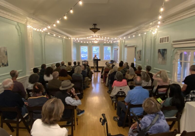 Alice Templeton reads at he Hotel Petaluma. Photo by Kary Hess.