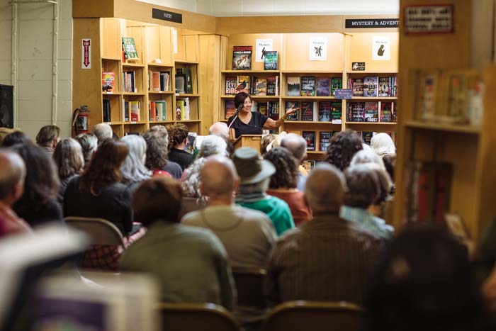 Genny Lim reads at Copperfield's Books. Photo by Michael Woolsey.